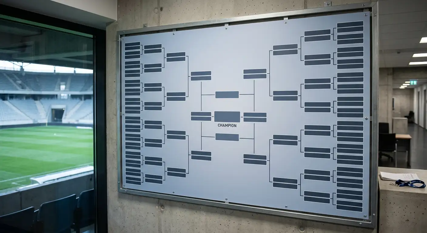 Spielplan-Tafel mit Gruppen und K.-o.-Baum der WM 2026